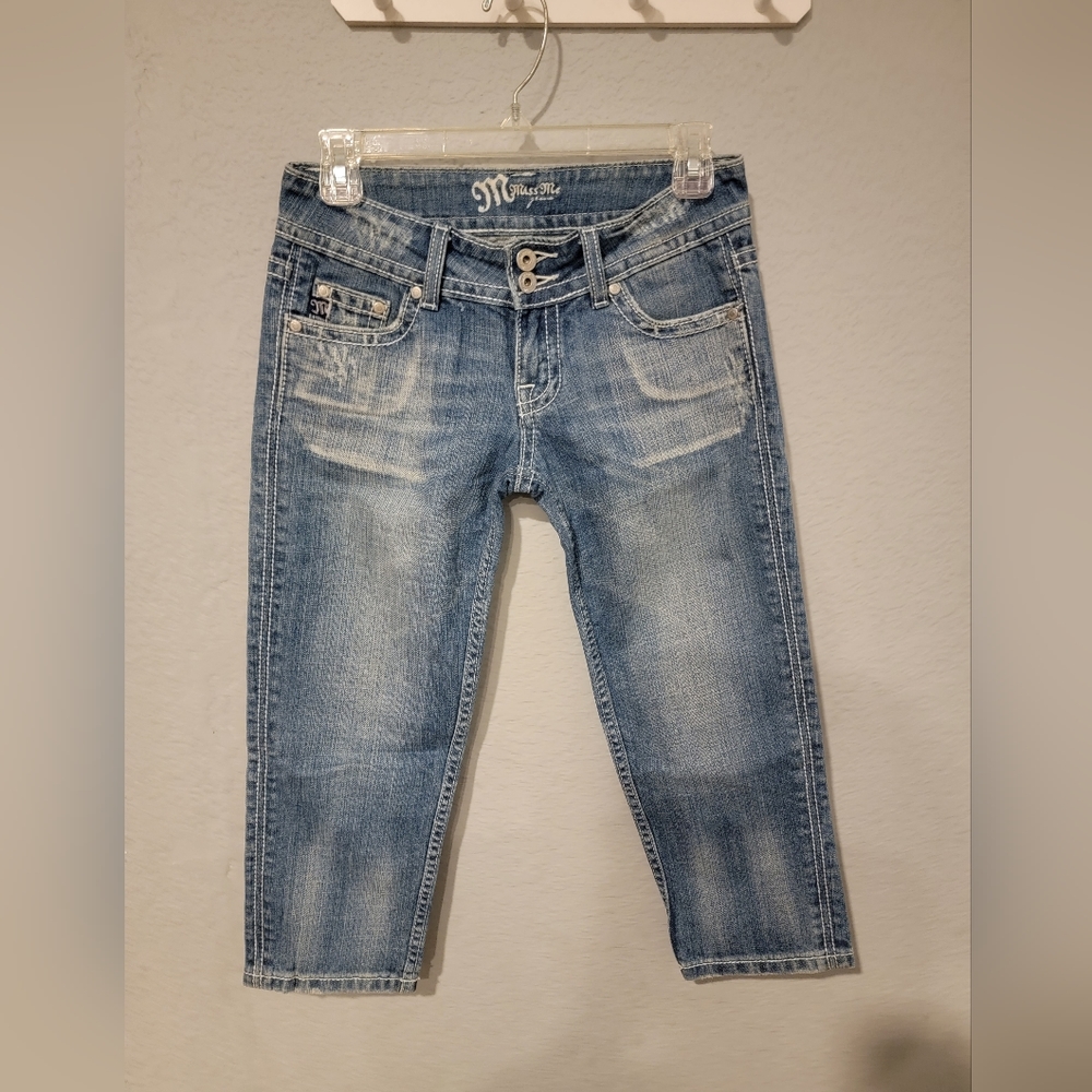 Miss Me Women's Capri Jeans Thick Stitch Flap Pockets size 26